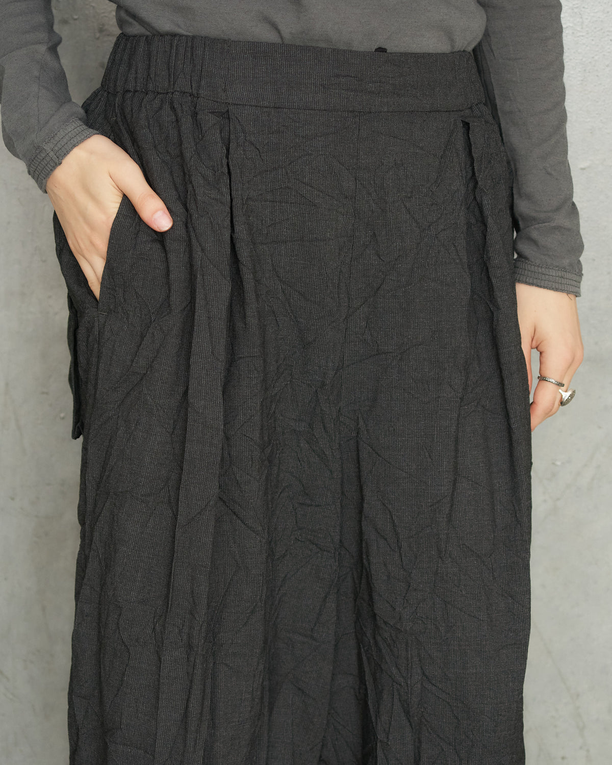 Charcoal Recycled Pinhead Wide Pants