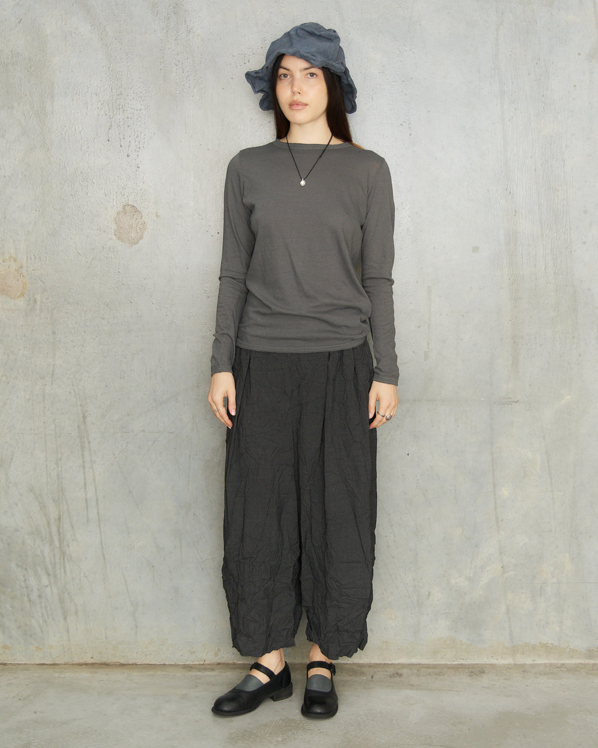 Charcoal Recycled Pinhead Wide Pants
