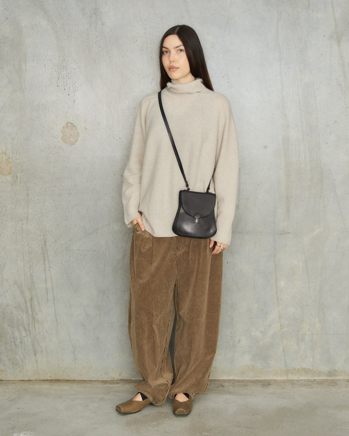 Greige Patterned Panel Pullover