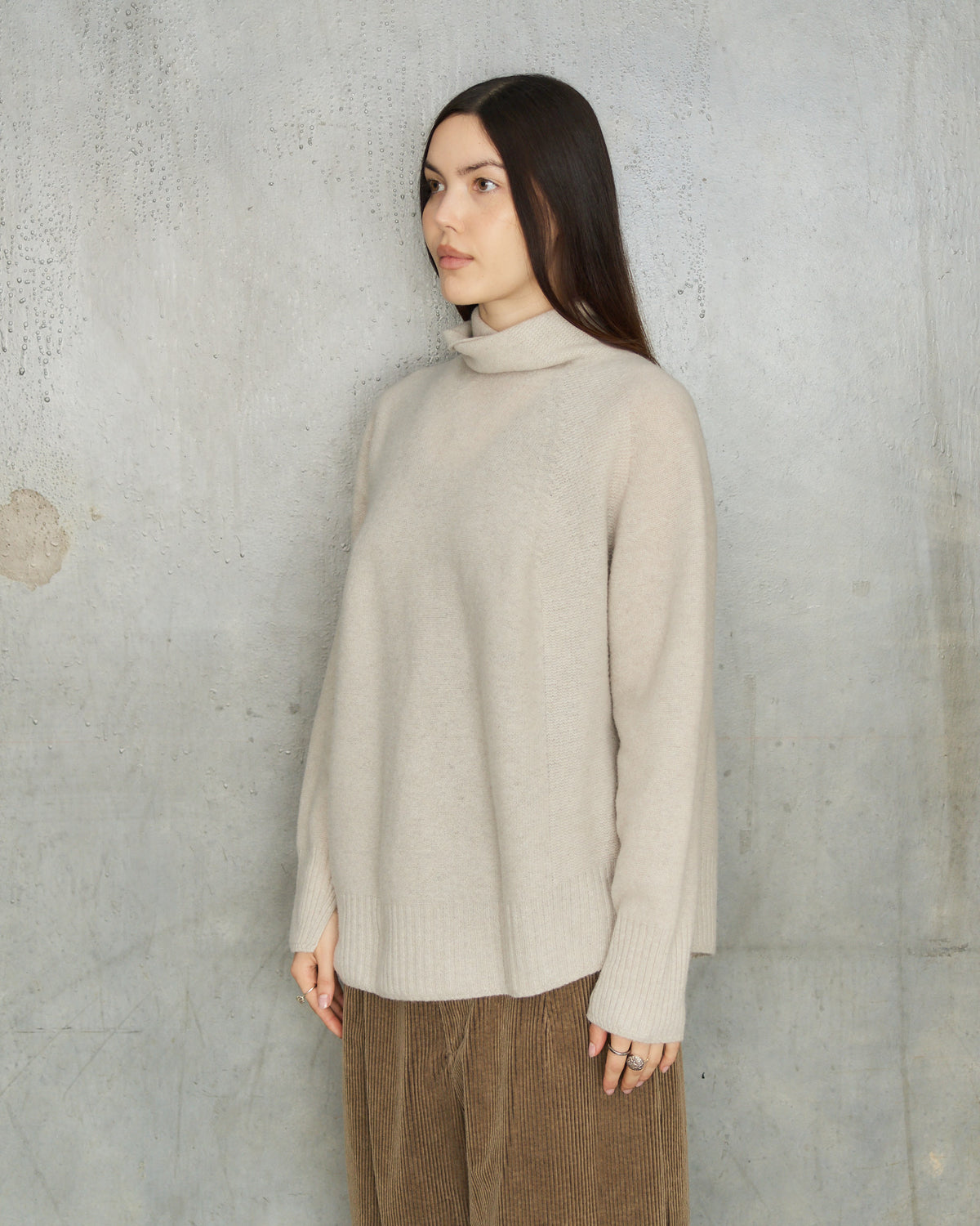 Greige Patterned Panel Pullover