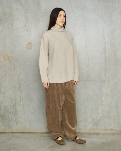 Greige Patterned Panel Pullover