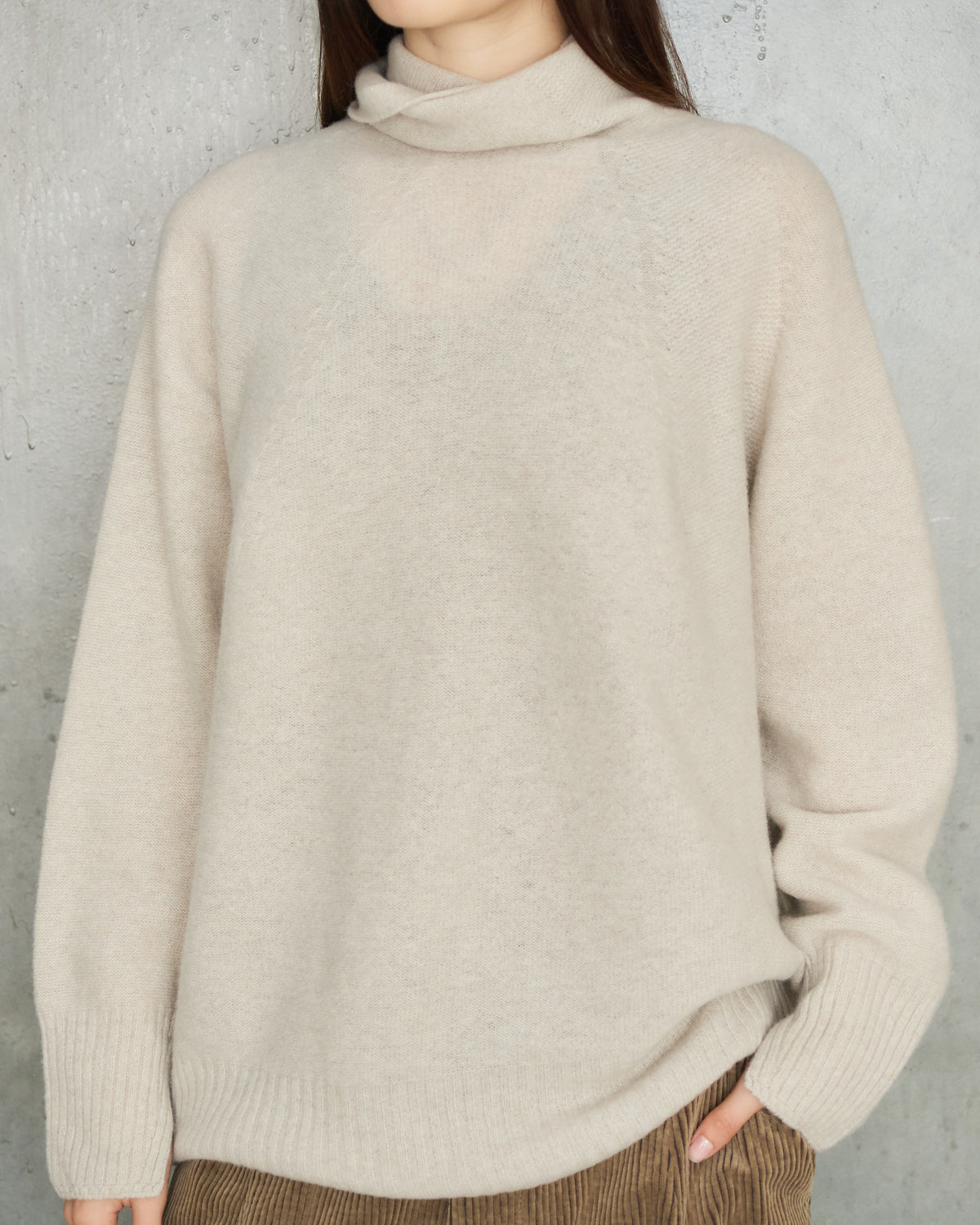 Greige Patterned Panel Pullover