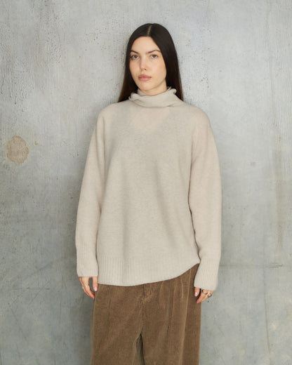 Greige Patterned Panel Pullover
