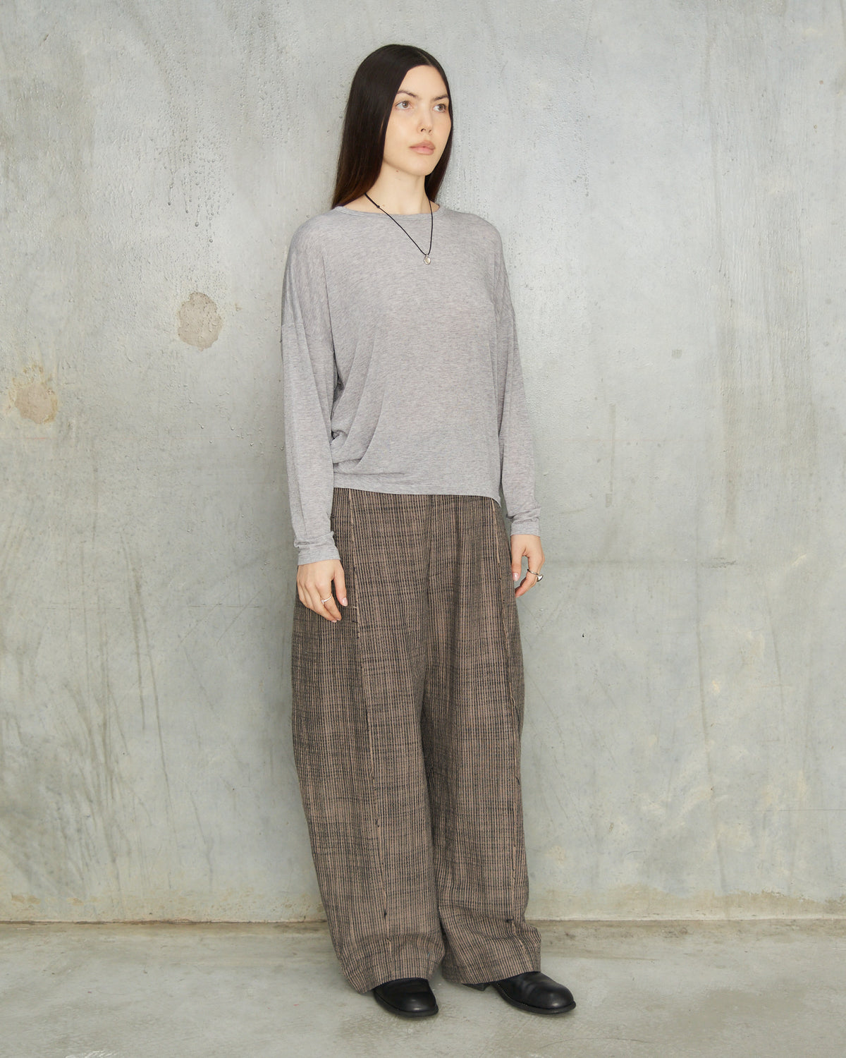 Grey Cashmere Boatneck Pullover