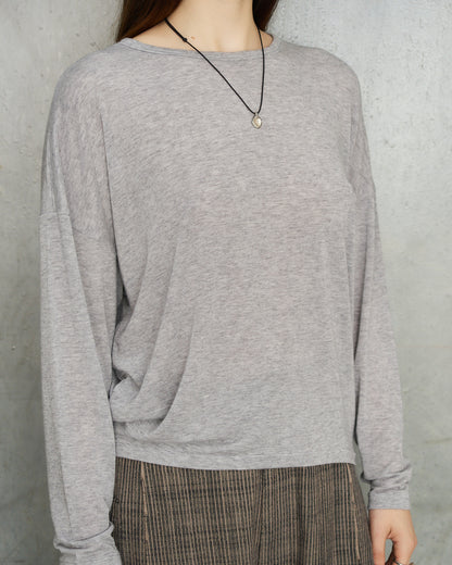 Grey Cashmere Boatneck Pullover
