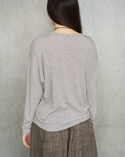 Grey Cashmere Boatneck Pullover