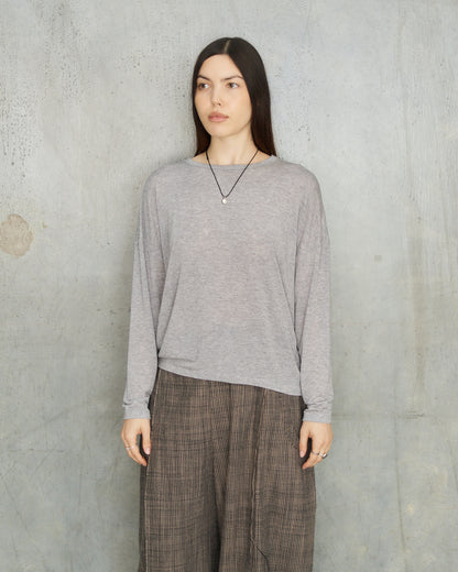 Grey Cashmere Boatneck Pullover