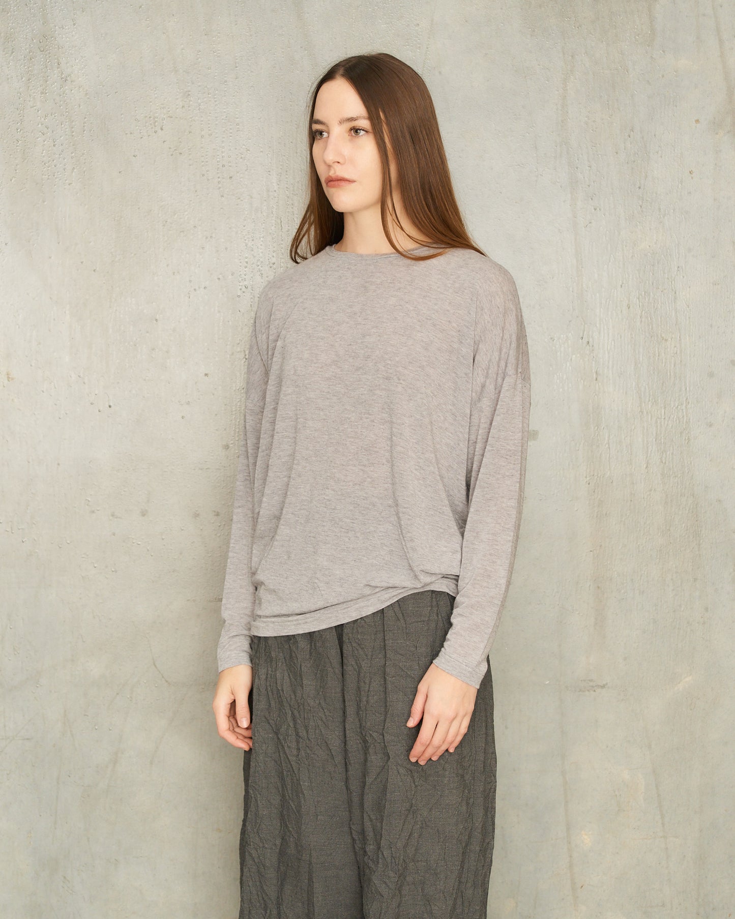 Grey Cashmere Crewneck Pullover