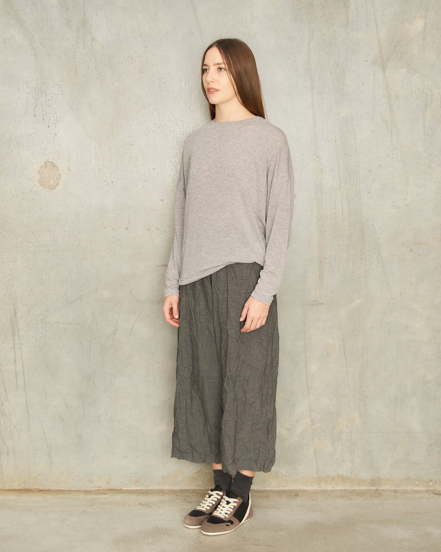 Grey Stretch Sarouel Pants