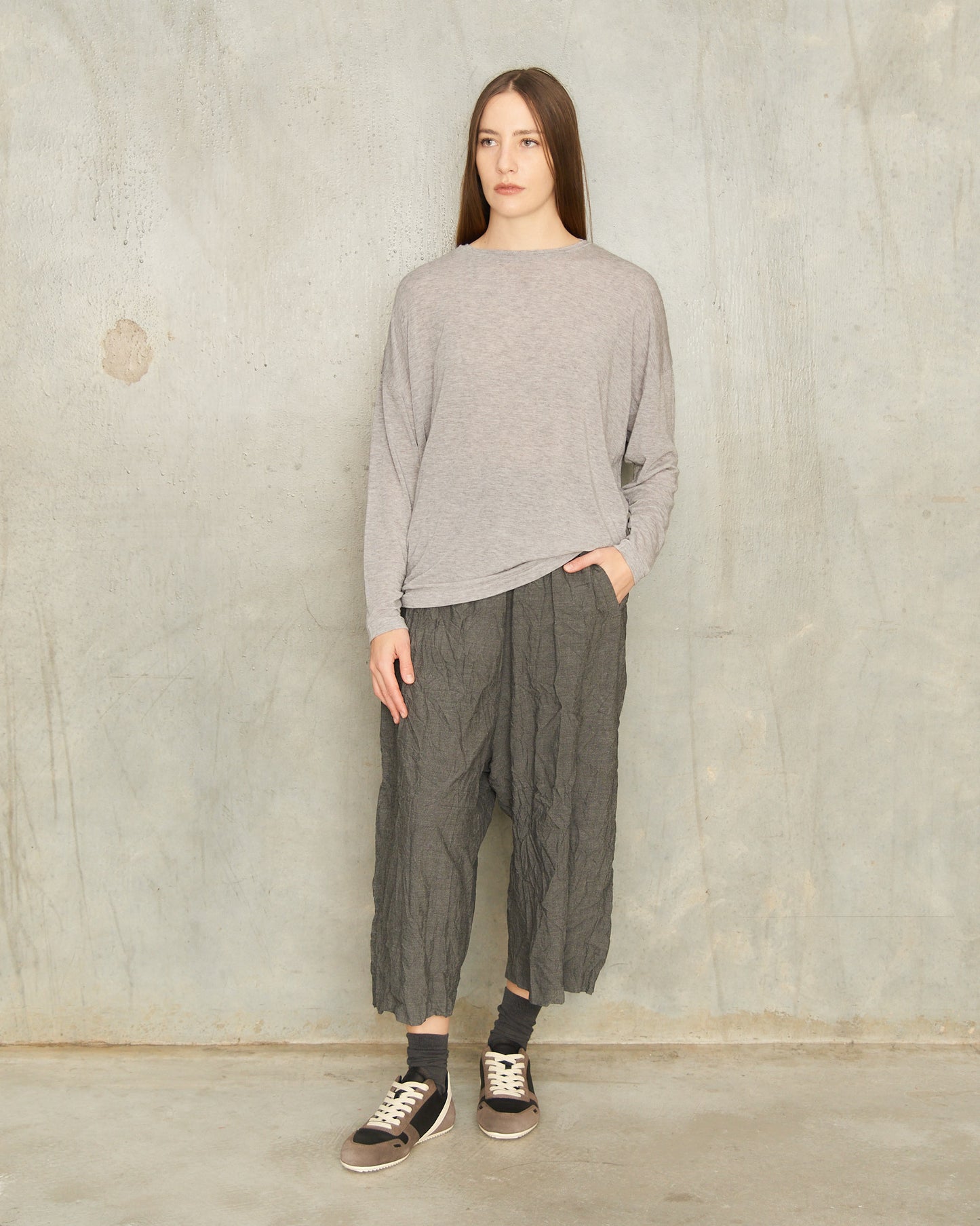 Grey Cashmere Crewneck Pullover