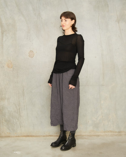 Grey Stripe Crinkle Wide Pants