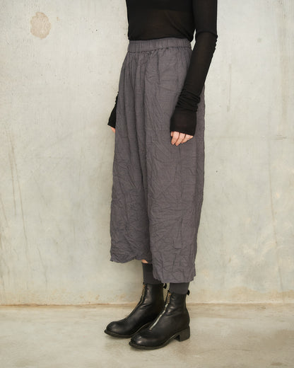 Grey Stripe Crinkle Wide Pants