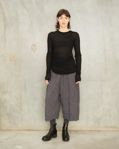 Grey Stripe Crinkle Wide Pants