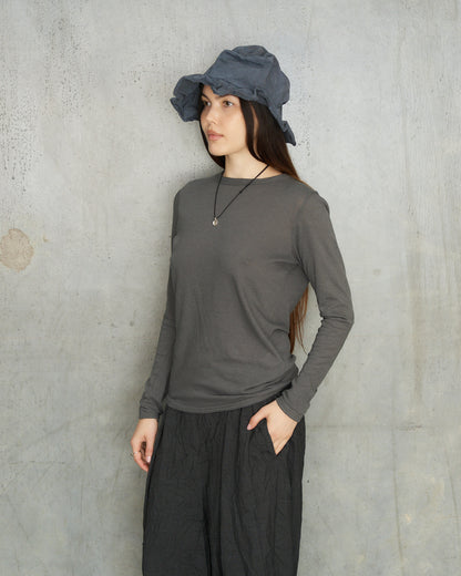 Grey Wool Rib Crewneck Pullover
