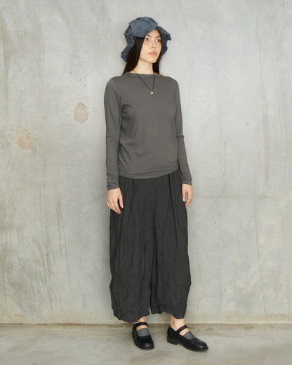 Grey Wool Rib Crewneck Pullover