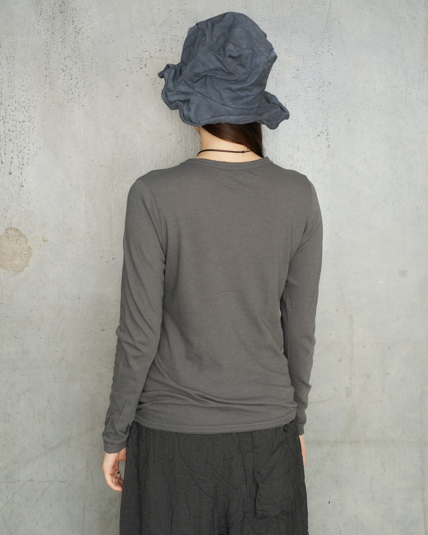 Grey Wool Rib Crewneck Pullover