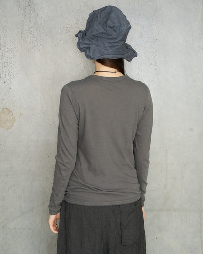 Grey Wool Rib Crewneck Pullover