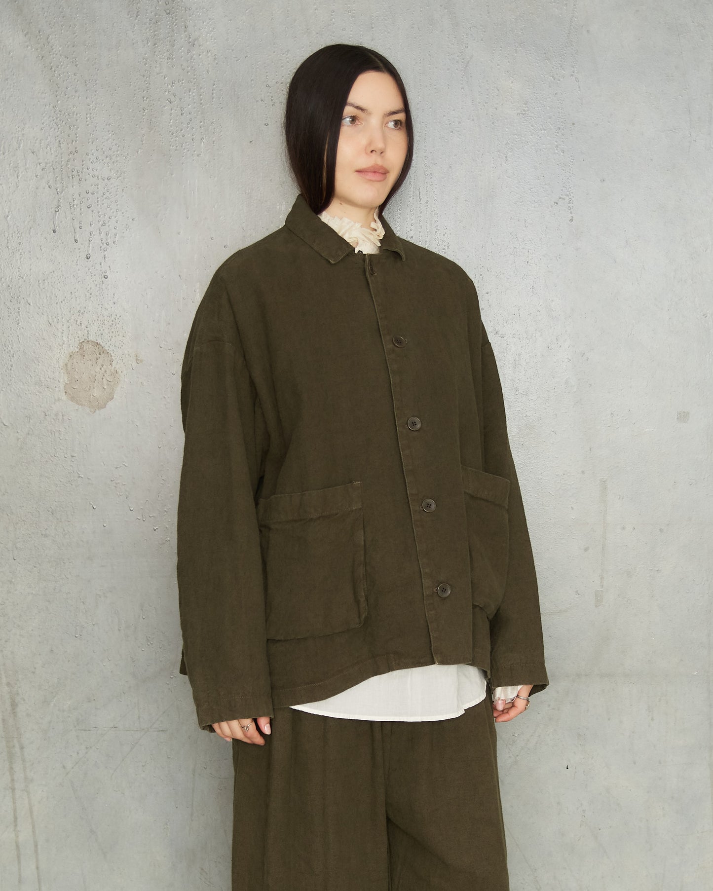 Khaki Brushed Linen Jacket