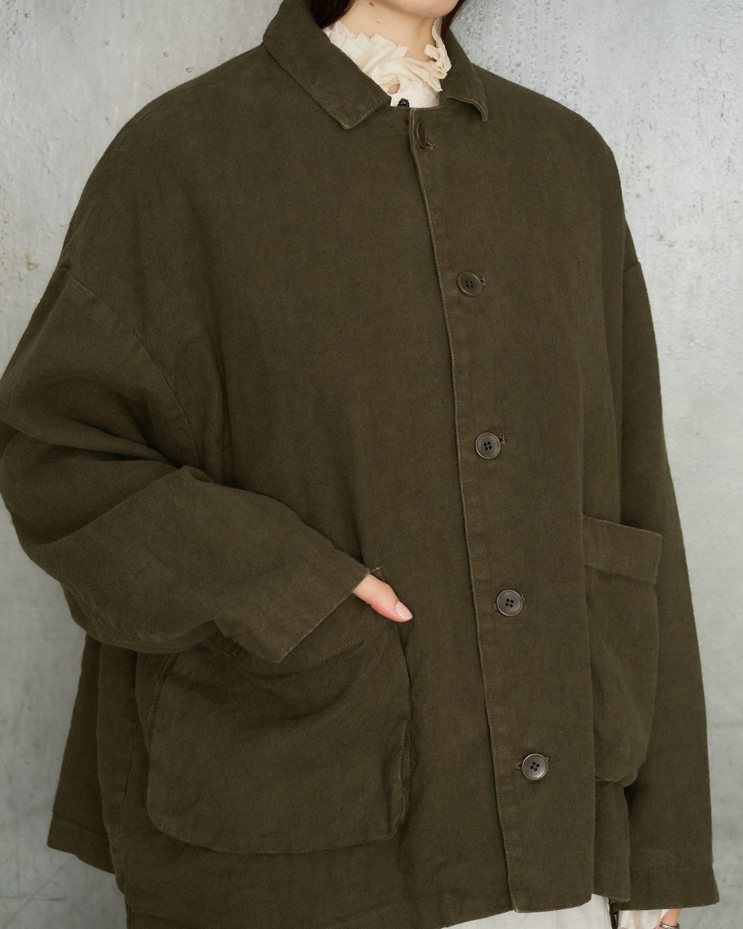 Khaki Brushed Linen Jacket
