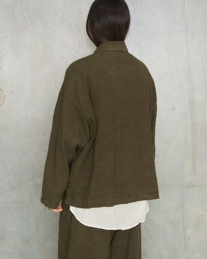 Khaki Brushed Linen Jacket