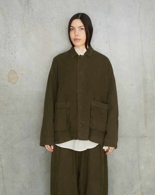 Khaki Brushed Linen Jacket