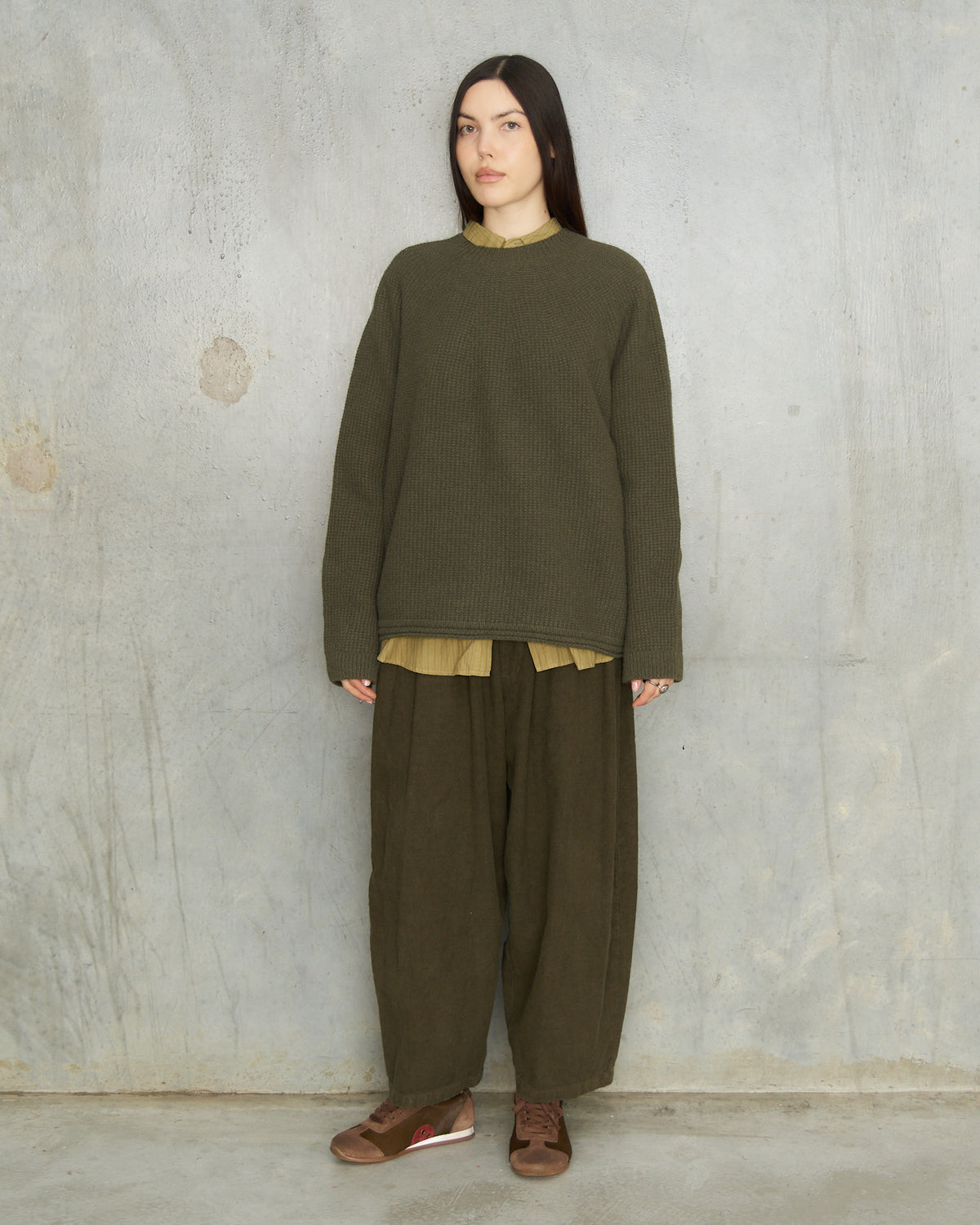 Khaki Brushed Linen Wide Pants