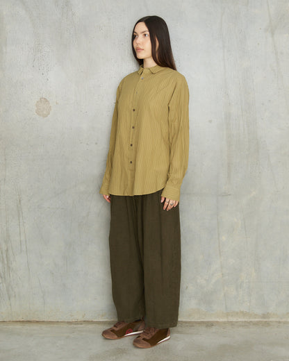 Khaki Brushed Linen Wide Pants