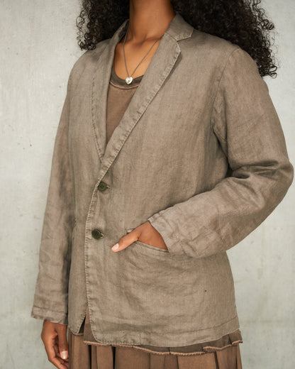Khaki Linen Tailored Jacket