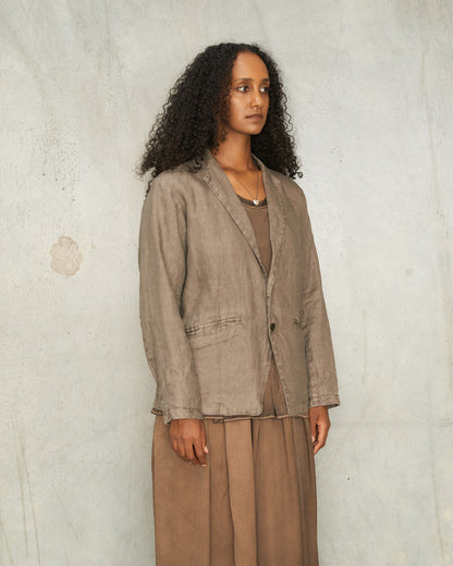 Khaki Linen Tailored Jacket
