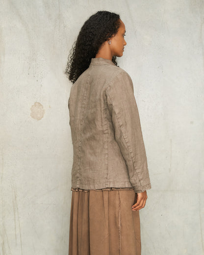Khaki Linen Tailored Jacket