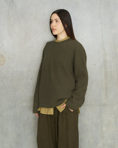 Khaki Patterned Knit Sweater