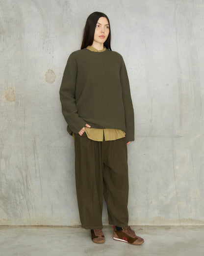 Khaki Patterned Knit Sweater