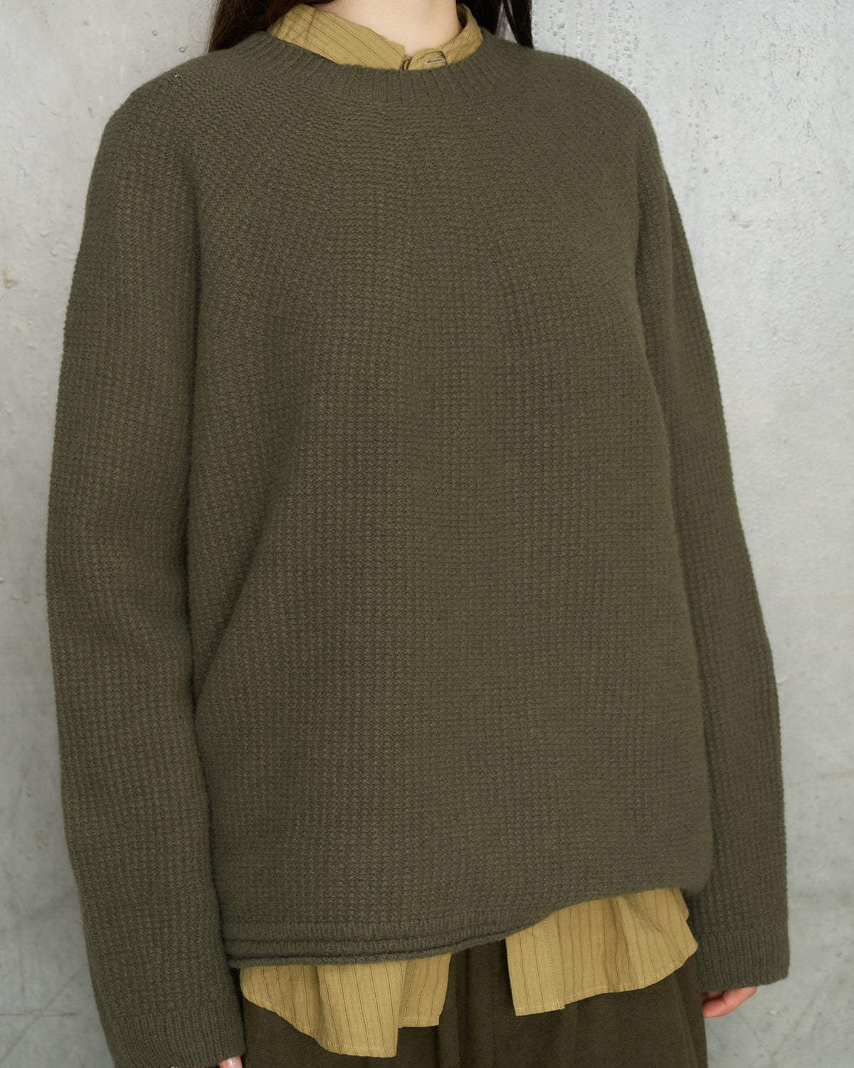 Khaki Patterned Knit Sweater
