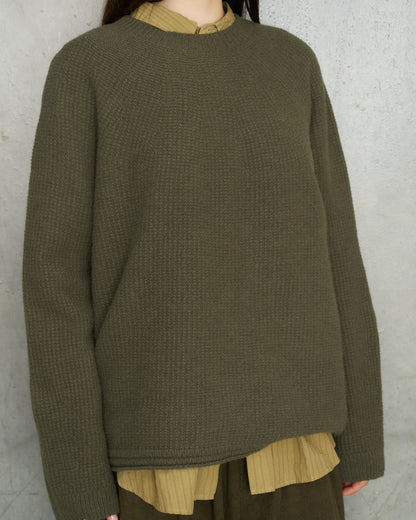 Khaki Patterned Knit Sweater