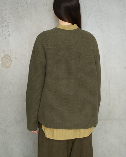 Khaki Patterned Knit Sweater