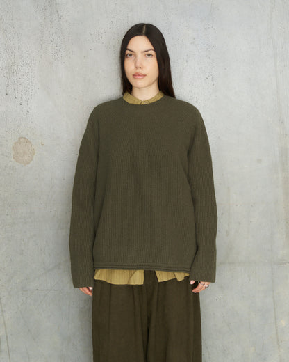 Khaki Patterned Knit Sweater
