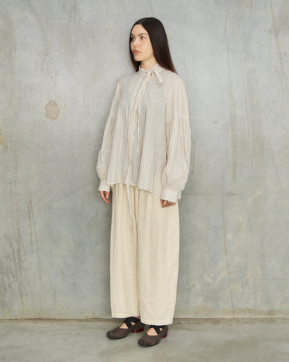 Natural Brushed Linen Wide Pants