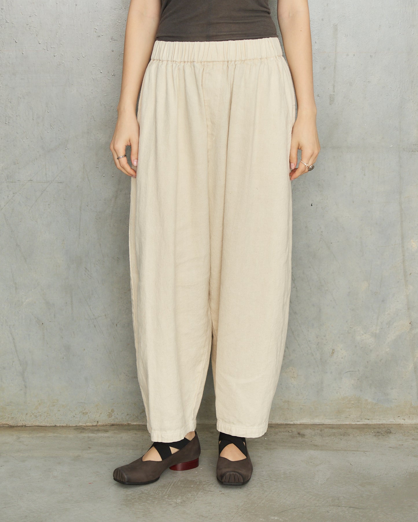 Natural Brushed Linen Wide Pants