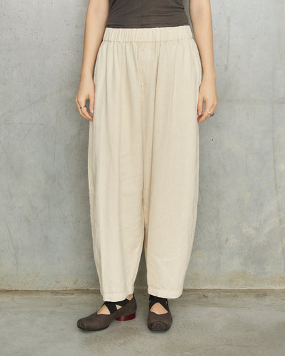 Natural Brushed Linen Wide Pants
