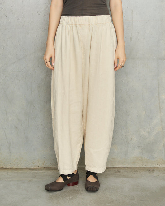 Natural Brushed Linen Wide Pants