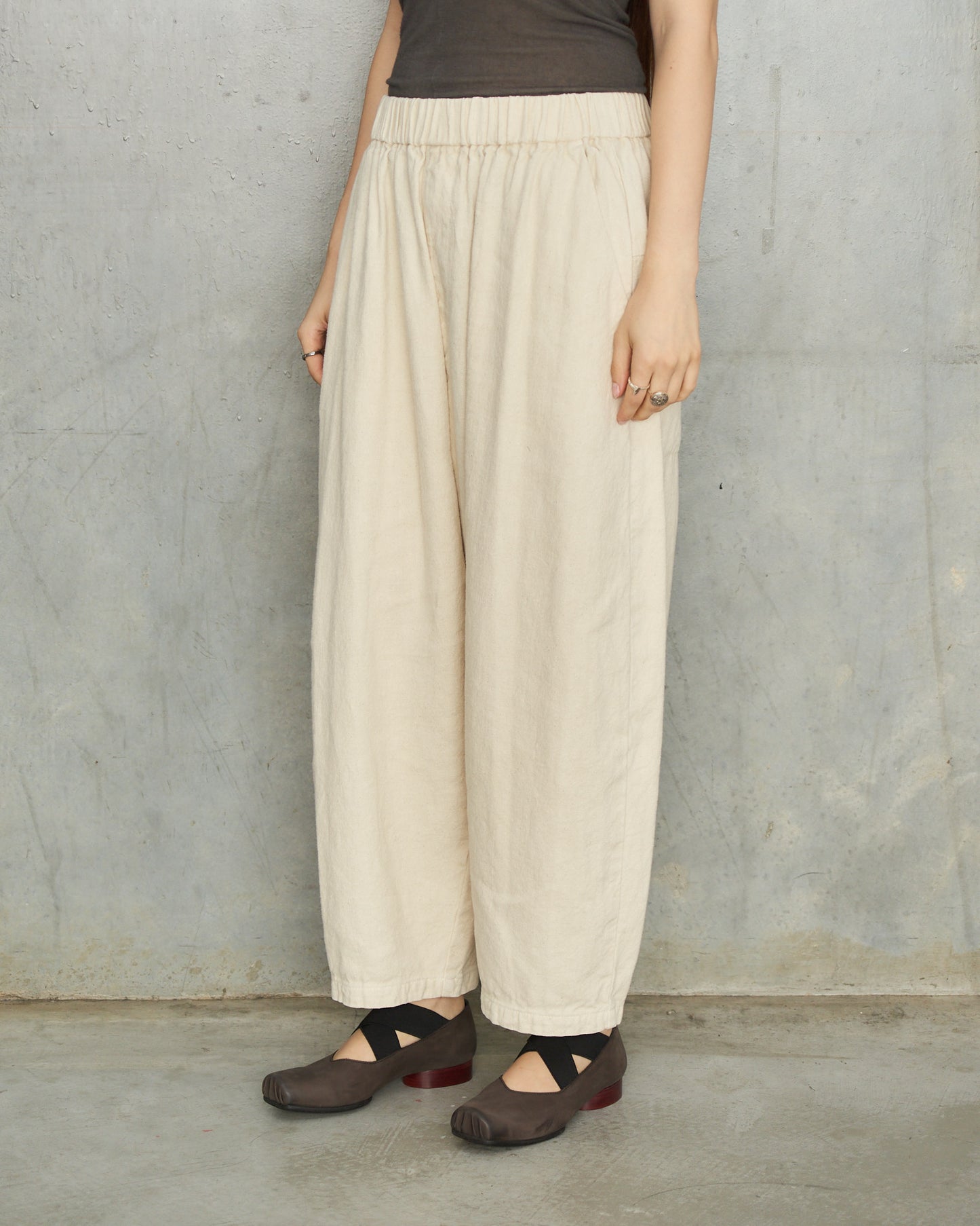 Natural Brushed Linen Wide Pants