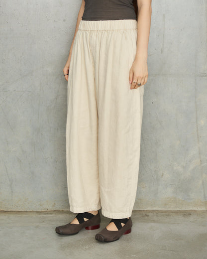 Natural Brushed Linen Wide Pants
