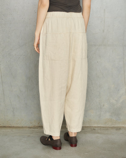 Natural Brushed Linen Wide Pants