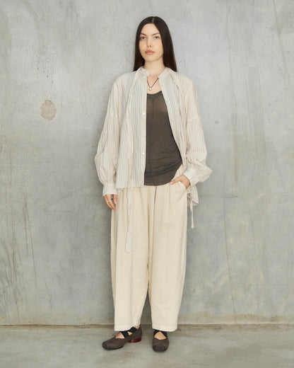 Natural Brushed Linen Wide Pants