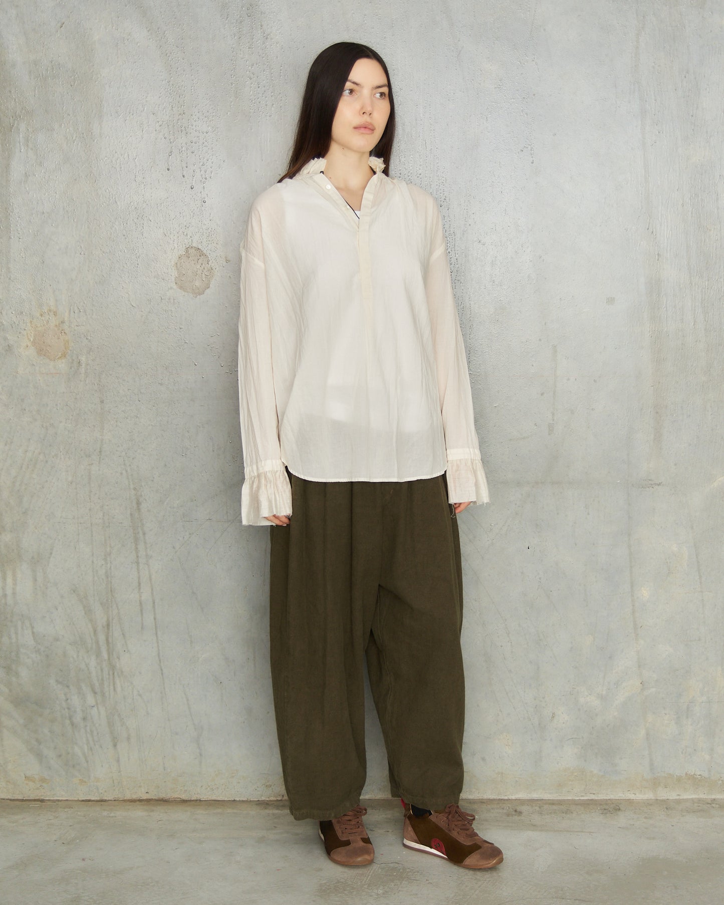 Natural Cotton Ruffle Blouse