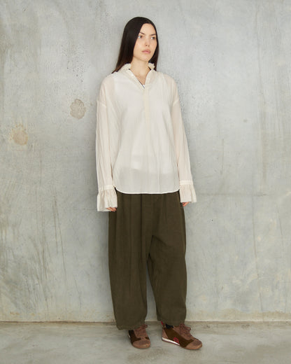 Natural Cotton Ruffle Blouse