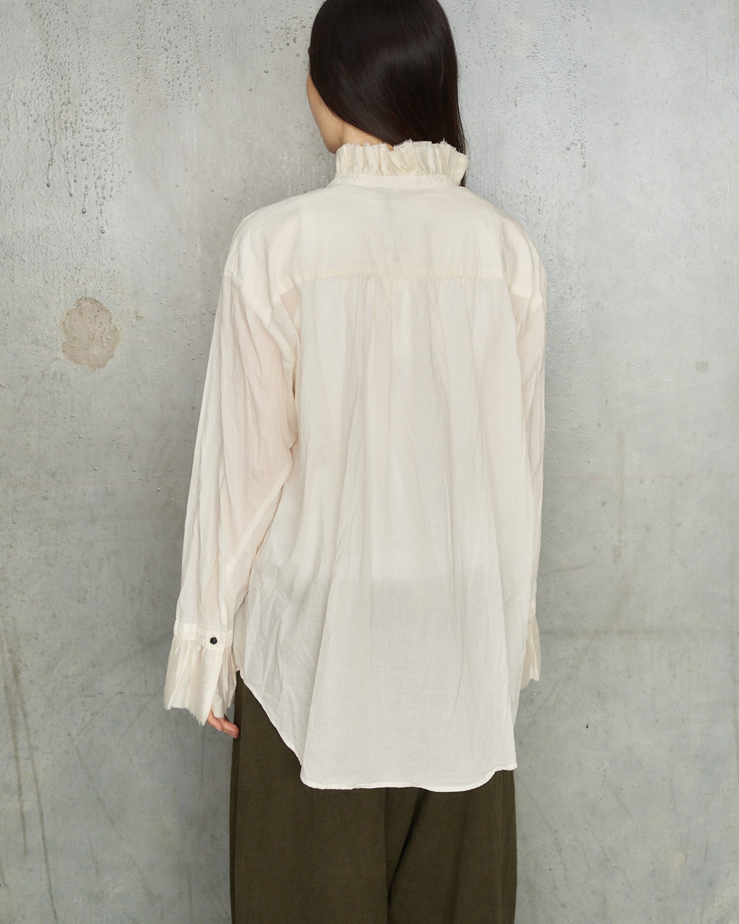 Natural Cotton Ruffle Blouse