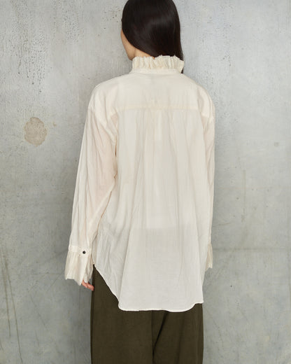 Natural Cotton Ruffle Blouse
