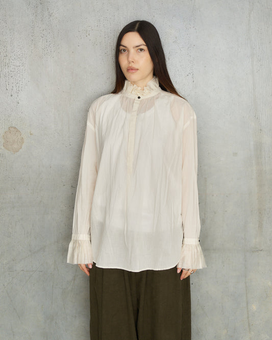 Natural Cotton Ruffle Blouse