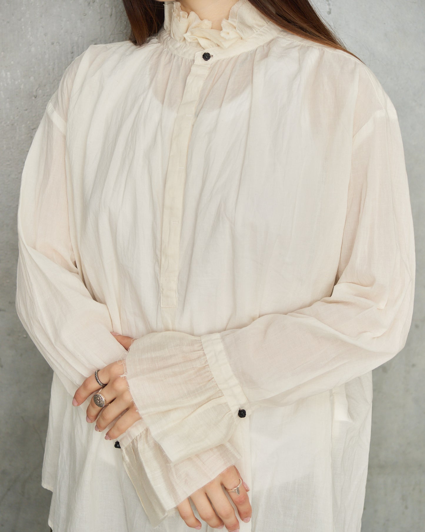 Natural Cotton Ruffle Blouse